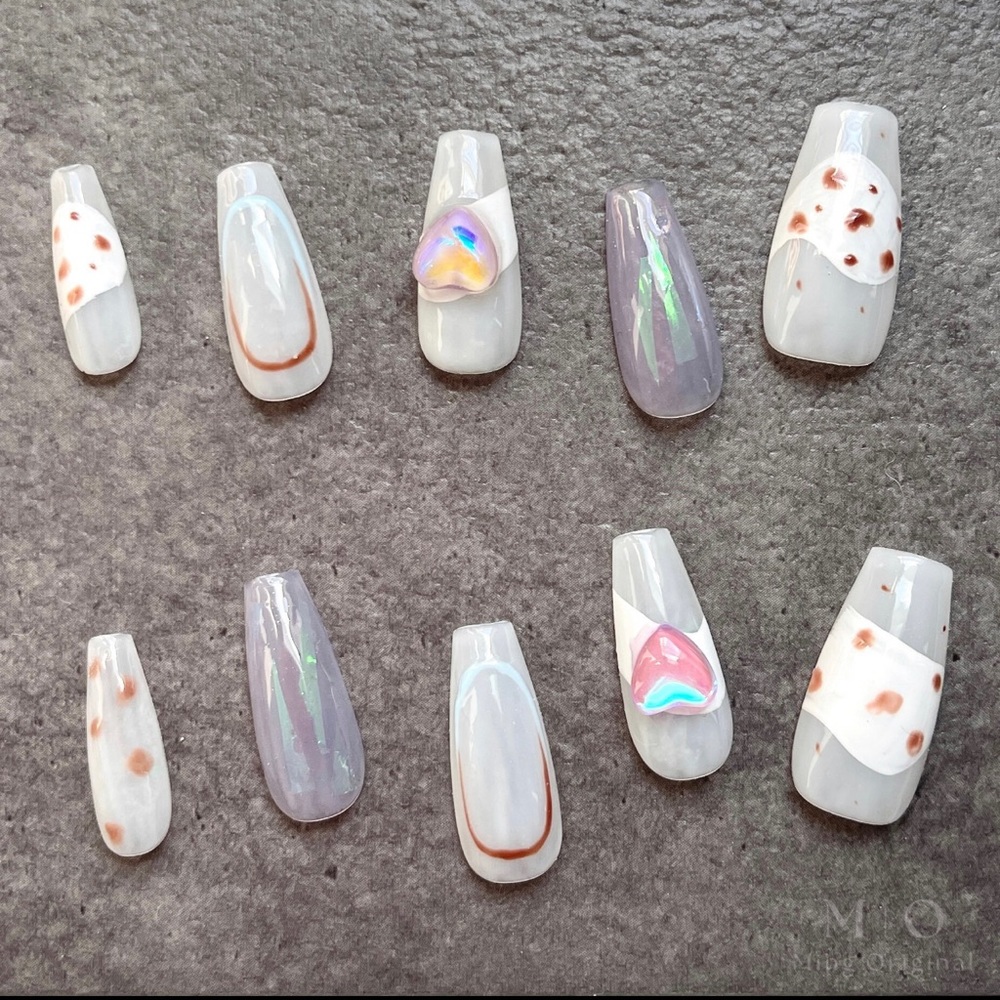 Cow anime nail, acrylic and press on nails, fake nails - Picture 3 of 3